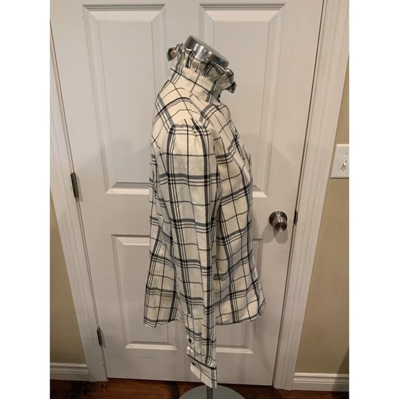Lauren Ralph Lauren Petite Cream & Black Plaid Collared Button-Up Shirt, Size PL - Picture 3 of 6
